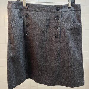 GAP Gray Wool Blend Button Detail A-Line Skirt Size 10